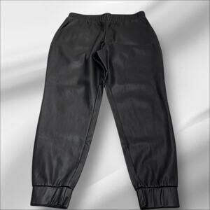 JUICY COUTURE Women’s Large Black Leather Pull On Jogger Pant